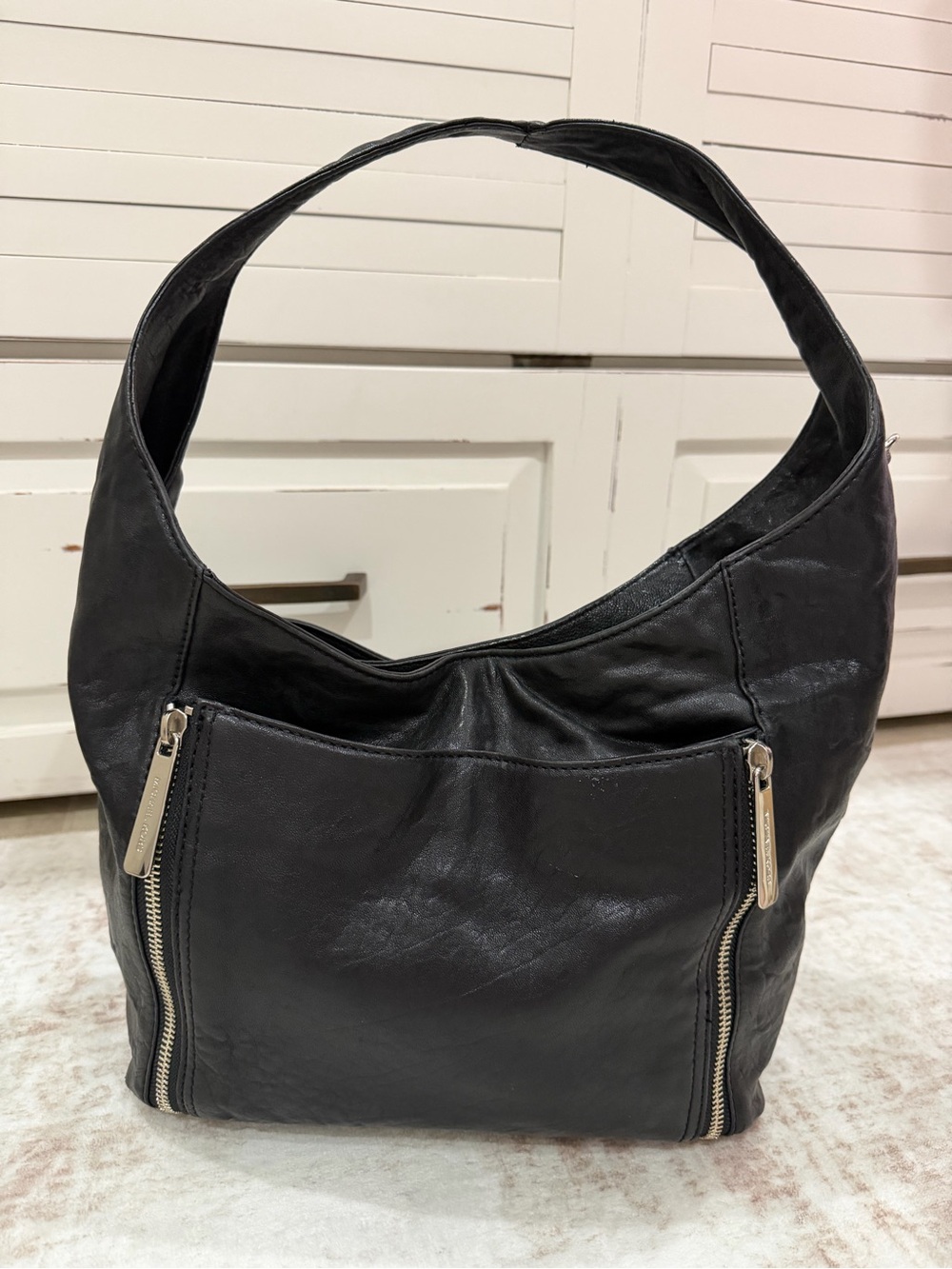 Michael Kors Bedford Black Leather Hobo Shoulder Bag